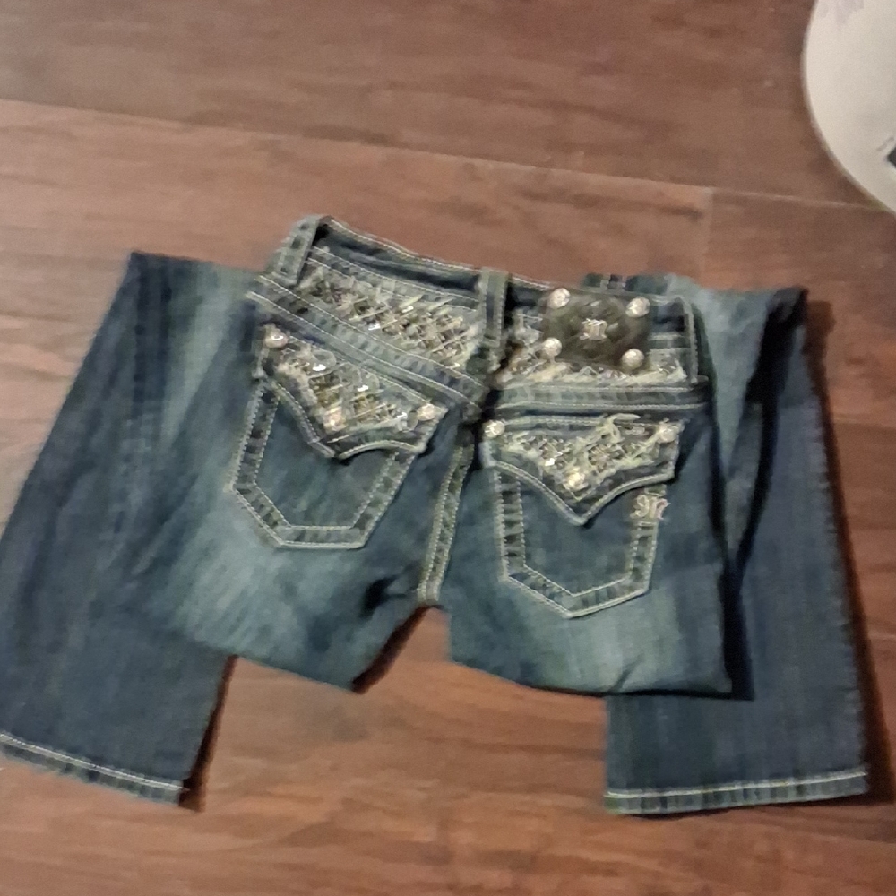 Miss Me Blue Jeans with Silver Accents